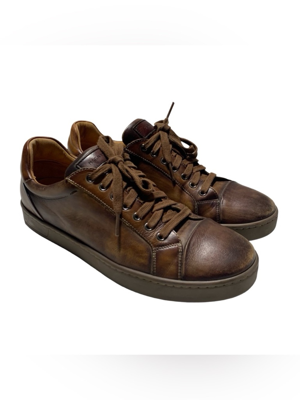 Magnanni Shoes Mens Size US 10 Brown Leather Cognac Casual Comfort Sneakers